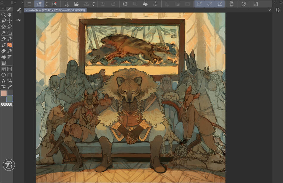 Screenshot of the Lord Of Hunt work-in-progress illustration.